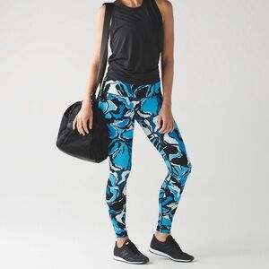 Lululemon Leggings Boom Bloom Beach Blanket Blue Ice Milk